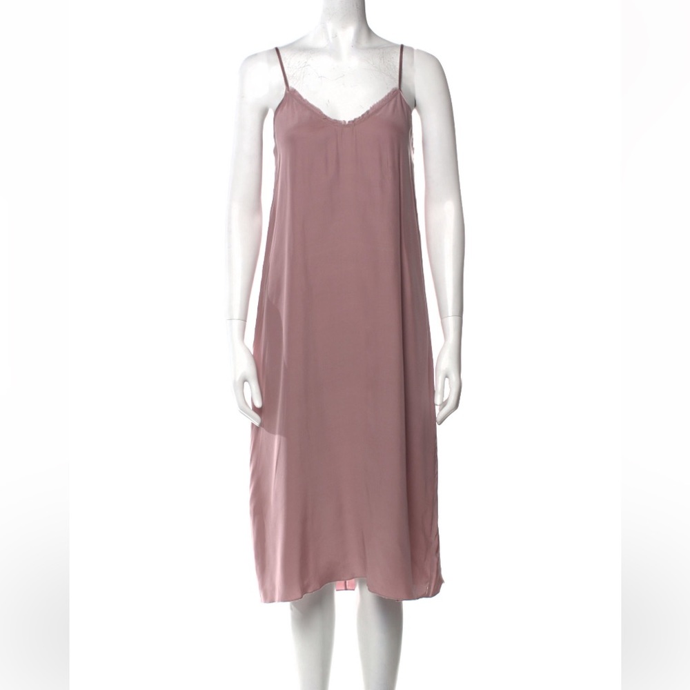 M2 ATM Anthony Thomas Melillo Silk Charmeuse Midi Slip Dress Mauve Pink XS